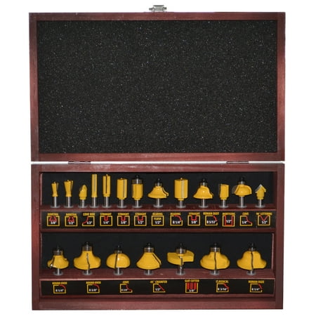 20 Piece Router Bit Set With Wood Box Tools Woodworking Carpentry