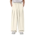 thumbnail image 2 of Bovxnpu Girls Wide Leg Pants Summer Casual Athletic Pants High Waisted Solid Wide Leg Pants With Pockets Pants, 2 of 7