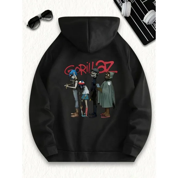 New Arrival Gorillaz Anime Vibrant Blue Graphic Pullover Soft Warm Hoodie Shirt for Men & Women, up to Size 5XL