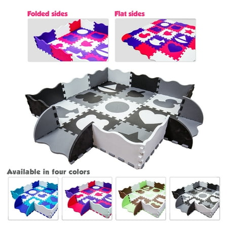 Cranium Giggle Gear - Wee Giggles Non-Toxic, Extra Thick Foam Baby Play Mat for Tummy Time and Crawling (Black/White/Gray)