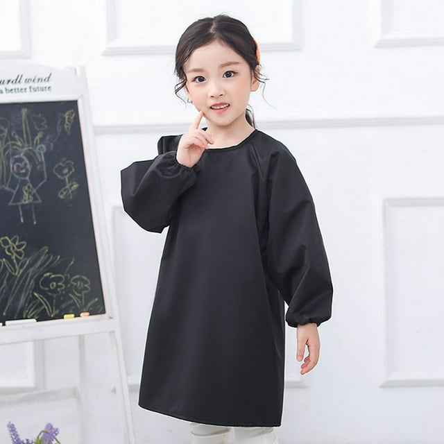 Girls Tops Tees & Shirts Kid Art Smock Solid Color Apron For Children Printed Artist Painting Aprons Smocks With Long Sleeve
