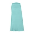 thumbnail image 4 of EDFBUYKRS Female Skirts High Waisted Skirt with Slit Long Women's Casual Ruched Stretchy High Waist A Line Skirt Flared Midi Skirt, 4 of 4