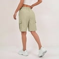 thumbnail image 5 of HKYNLAG Bermuda Shorts for Women Summer Quick Dry Cargo Shorts with Pockets Outdoor Drawstring Waist Knee Length Hiking Short Beige M, 5 of 6