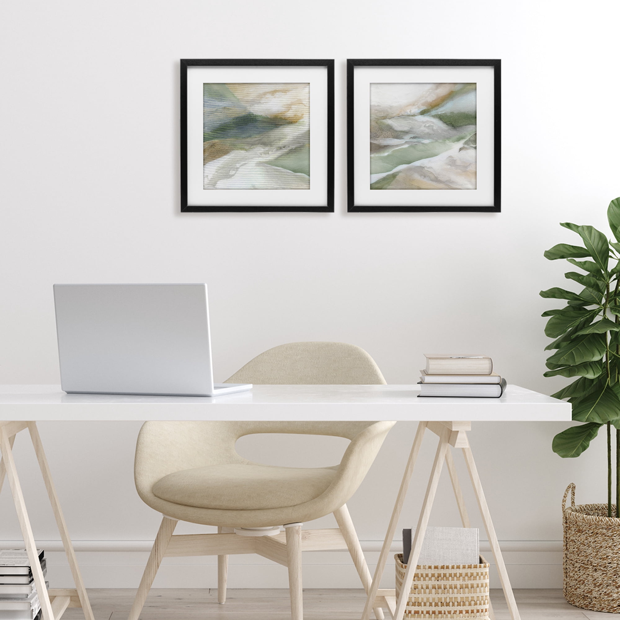 Stupell Industries Serene Misty Valley Abstraction 2 Piece Black Framed Print Under Glass Set, design by Carol Robinson