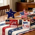 thumbnail image 4 of TOPRenddon 4th of July Wooden Table Signs Set of 4, Patriotic America Happy Independence Day Star Block Decor for Tiered Tray Mantel Shelf, 4 of 7