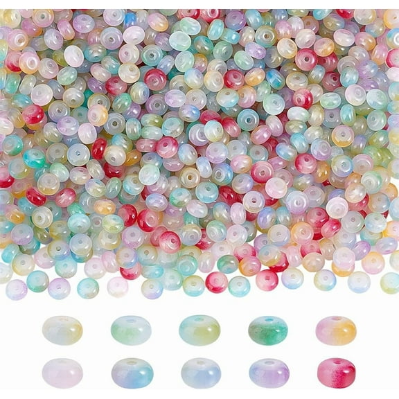 100Pcs 10 Colors Glass Abacus Beads Colorful Disc Stone Spacer Bead Rondelle Flat Loose Beads Smooth Craft Bead