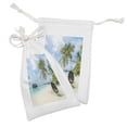 thumbnail image 2 of Ocean Fabric Pouch Set of 2, Exotic Beach in the Maldives with Crystal Waters and Palm Trees on the Sand Tropical, Drawstring Bag for Toiletries Masks and Favors, 9" x 6", Multicolor, by Ambesonne, 2 of 2