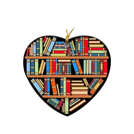 

Book Lovers Heart Shaped Bookshelf Pendant Acrylic Mini Christmas Ornament