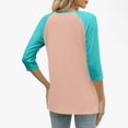 thumbnail image 6 of Auralook Women's Casual 3/4 Sleeve T Shirts Button V Neck Tunic Blouses Color Block Basic Tee Tops Loose Fit Summer Shirt, 6 of 9
