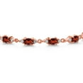thumbnail image 2 of Gem Stone King 18K Rose Gold Plated Silver Red Garnet and White Moissanite Tennis Bracelet for Women (7.75 Cttw, Gemstone Birthstone, Oval 6X4MM, 7 inch), 2 of 5