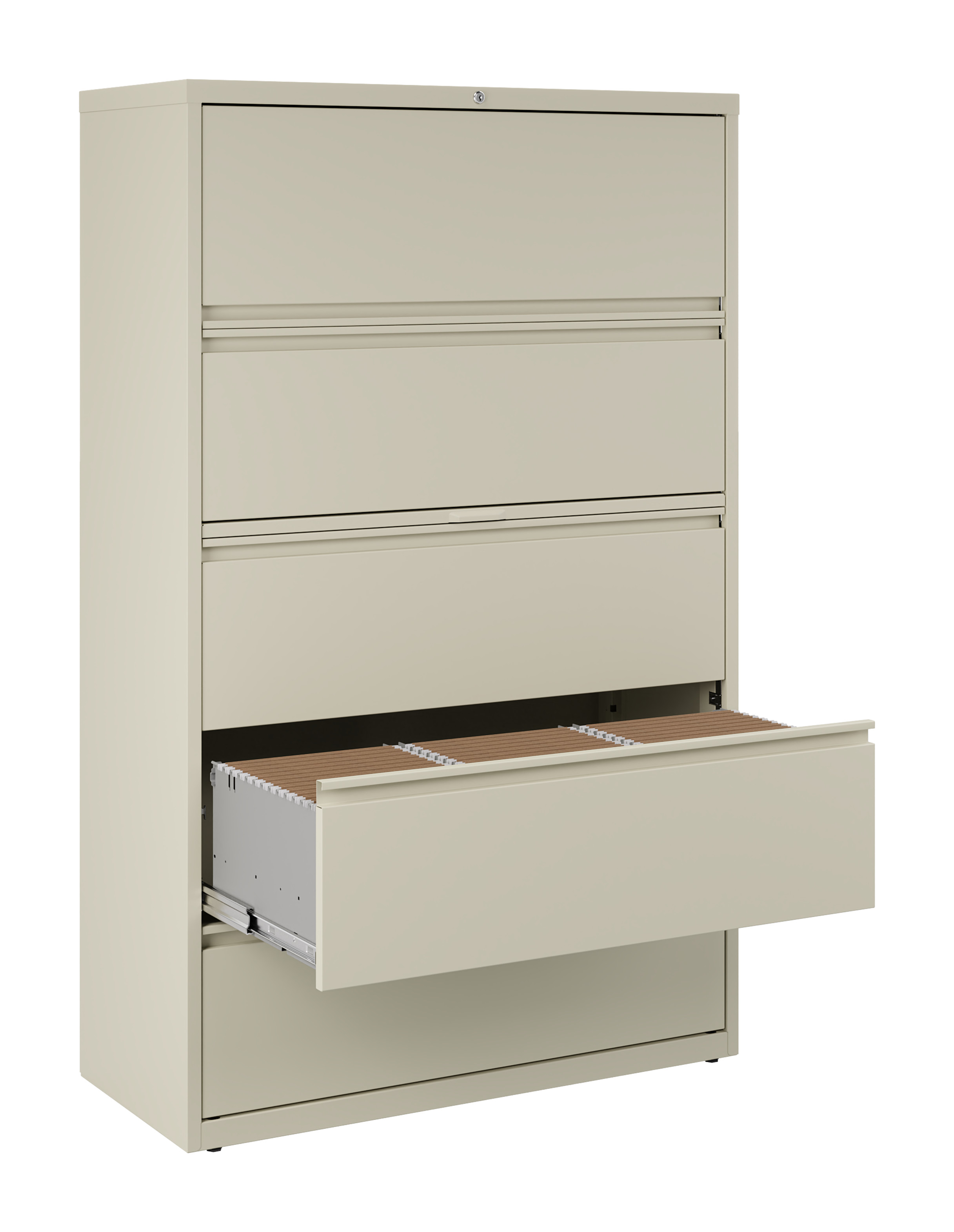 Hirsh 42 inch Wide 5 Drawer Metal Lateral File Cabinet for Home and Office, Holds Letter, Legal and A4 Hanging Folders, Putty - image 5 of 10