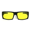 Mens Squared Rectangular Plastic Warp Sport Yellow Driving Lens Sunglasses Matte Black