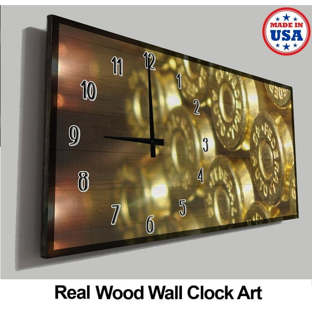 Military Wall Clock 45 Caliber Brass Stockpile Pattern Man Cave Wood Decor Com - Military Wall Decor Military Wall Clock 45 Caliber Brass Stockpile Pattern Man Cave Wood Decor Com - Military Wall Decor