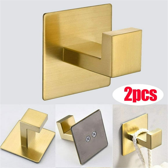 Towel Holder Gold No-Drilling Self-Adhesive Bathroom Towel Rack, 60 Cm Door Wall for Kitchen Brushed Stainless Steel for Gluing Drywall Hammer