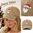 thumbnail image 2 of Voska Christmas Hats Christmas Baseball Cap Funny Santa Adjustable Embroidery Cotton Hat for Men Women Khaki One Size, 2 of 5