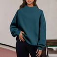 thumbnail image 4 of Kixjoy Mock Neck Sweatshirt Women Lightweight Soft Mock Neck Sweatshirt Long Sleeve Plus Size Fashion Pullover Winter Fashion Relaxed Fit Womens Sweater, Blue S, 4 of 7
