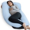 PharMeDoc Pregnancy Pillow, U-Shape Full Body Support with Detachable Extension - Light Blue