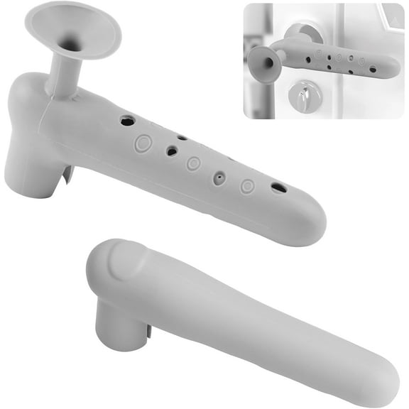 Anti-Collision Door Handle Covers Set, 2Pcs Outdoor & Indoor Door Knob Glove Covers Anti-Static Handle Protector for Flat Square Door Levers (Grey）