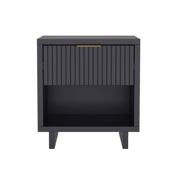 Elara Contemporary 18" Solid Wood Nightstand in Charcoal Gray (1-Drawer)