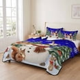thumbnail image 2 of Quilts Full Size Bedding Set, Blue Christmas Lightweight Quilted Comforter, Snowman Elk Xmas Tree Snowflake Soft Reversible Bedspread Coverlet with Pillow Covers for All Season, 78" x 90", 2 of 9