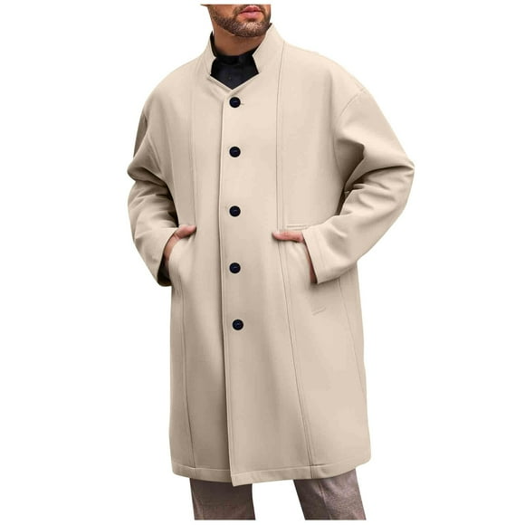 Men's Coat Wool Toggle Duffle Coat,Men's Long Sleeve Pocket Hoodies Single Breasted Walking Toggle Duffle Long Jacket Topcoat Buckles Oversized Walking Overcoat Trendy Coats
