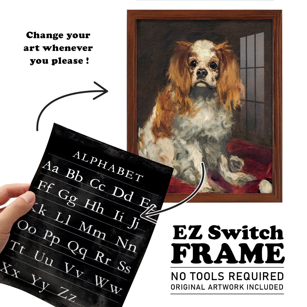 Alphabet Chart - Framed Print w/glass - Chestnut