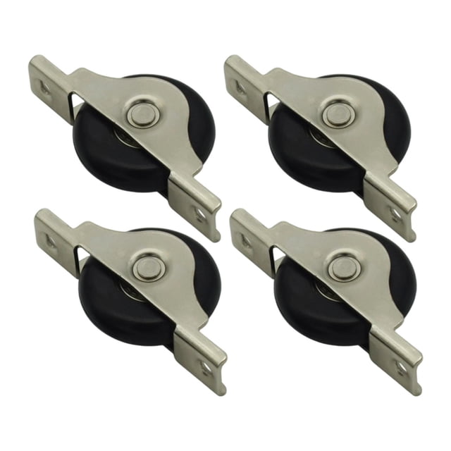 4 poleas de nailon para puertas corredizas y ventanas, repuestos para baño, rodillos de nailon de repuesto, herrajes para ruedas con ranuras, rodillos negro grande