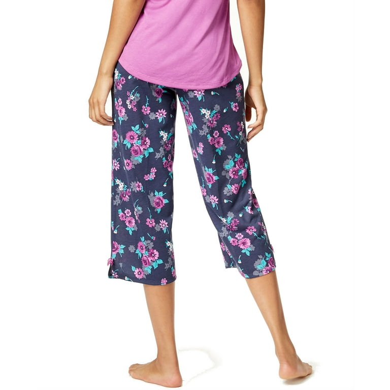 Jenni by Jennifer Moore Womens Printed Cropped Pajama Pants Falling Floral Navy XX Large