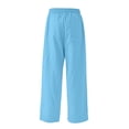thumbnail image 7 of Qgtaibl Women's Drawstring Elastic Waist Wide Leg Pants Casual Loose Fit High Waisted Cotton Linen Trousers with Pockets Summer Lightweight Breathable Palazzo Pants Sky Blue S, 7 of 7