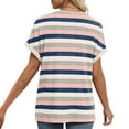 thumbnail image 3 of Women's Summer T-Shirts Fashion Color Block Striped Print Shirts Large Size Loose V-neck Blouses Short Sleeve TShirt Pullover Top, 3 of 6