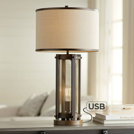 Franklin Iron Works Farmhouse Table Lamp with USB and ...