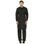 Maple Clothing Men's Pathani Kurta Salwar Set Party Wear Indian Apparel (Black, S)