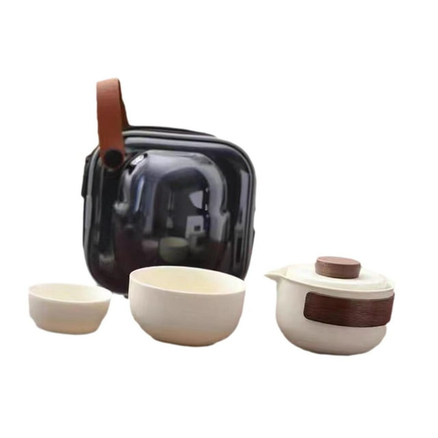 jifeng Portable Tea Set with Case Ceramic Chinese Kung Fu Teapot Teacups for Travel Two Teacups Set