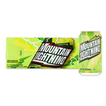Great Value Mountain Lightning Citrus Flavored Soda Pop, 12 fl oz, 12 Pack Cans