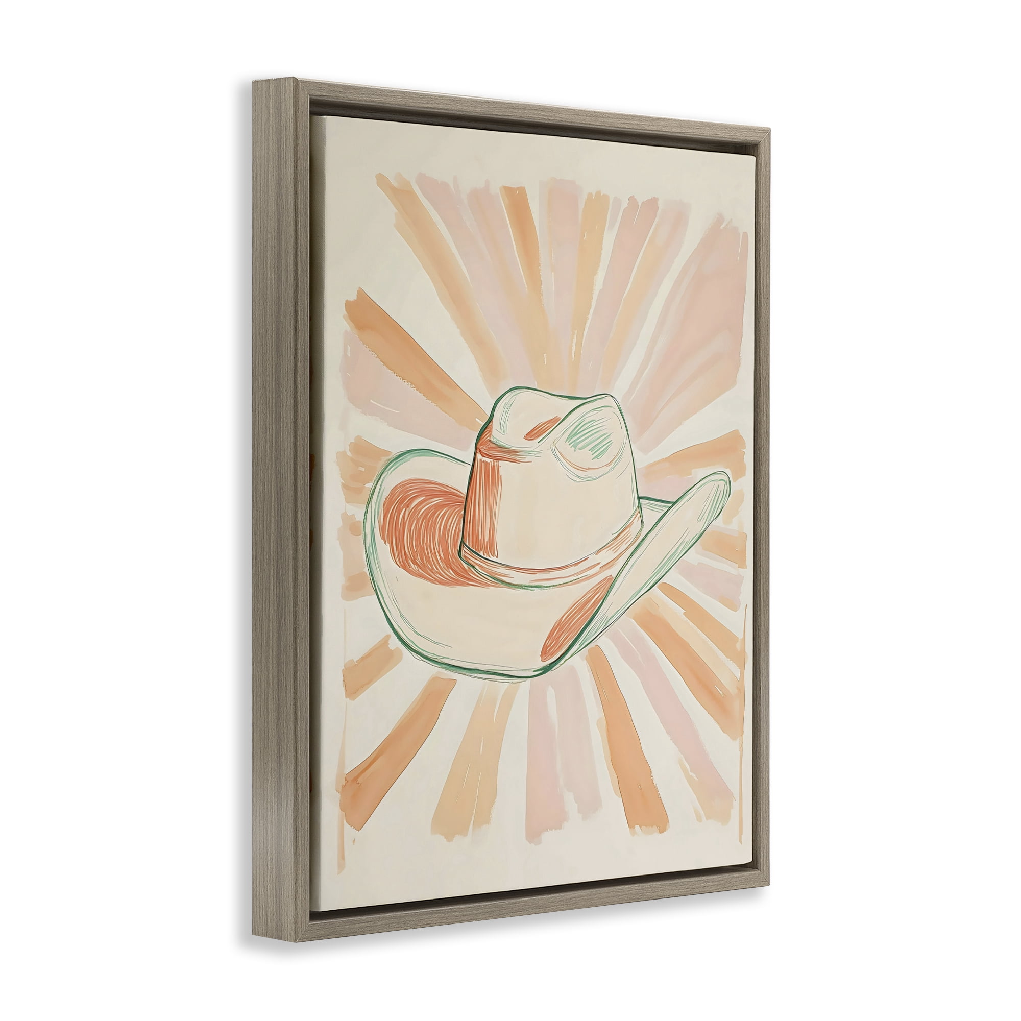 Stupell Industries Sunburst & Cowboy Hat Brown Framed Floater Canvas Wall Art, design by The Prints Vibe