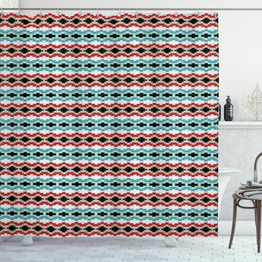 Afghan Shower Curtain, Classical Tribal Eye Dazzler Pattern Colorful Ethnic Illustration Timeless Motifs, Fabric Bathroom Set with Hooks, 69W X 70L Inches, Multicolor, by Ambesonne
