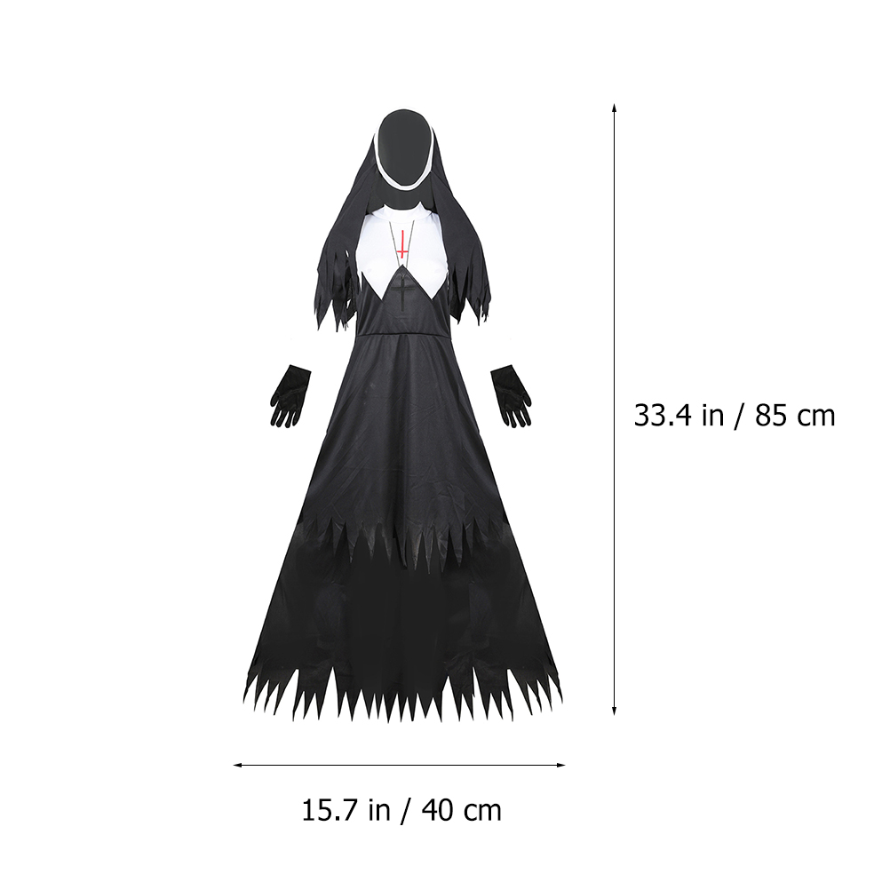 1PC Halloween Nun Clothing Adult Costume Party Scary Party Uniform Prop - image 2 of 6