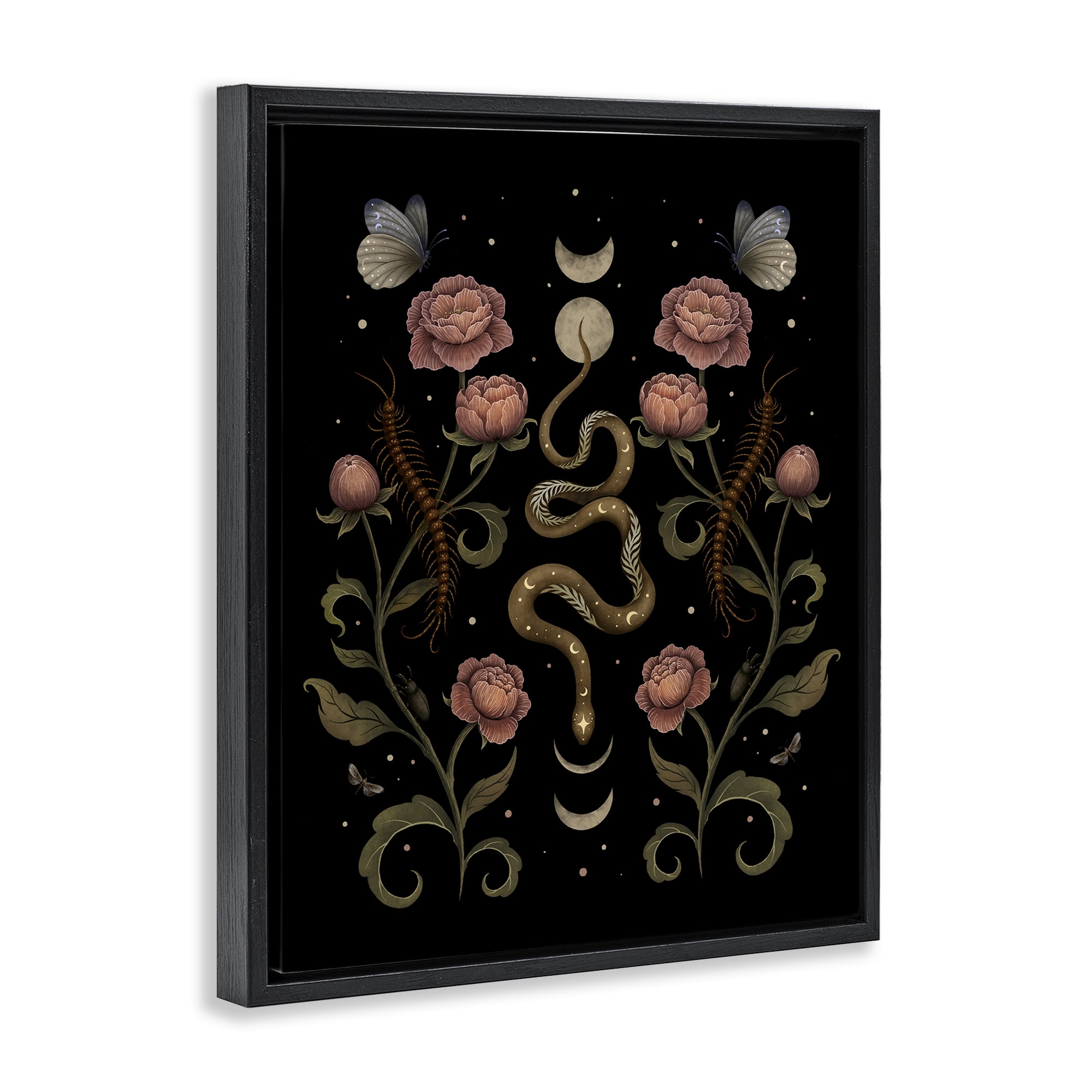 Stupell Industries Serpentine Garden Symmetry Black Framed Floater Canvas Wall Art, design by Episodic Drawings