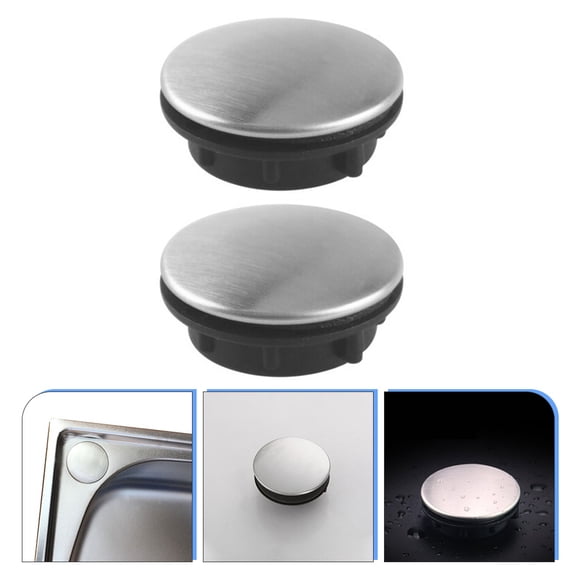 LEORX 2Pcs Stainless Steel Sink Hole Covers with ABS for Kitchen Bathroom Faucet Hole Plug