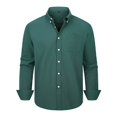 thumbnail image 4 of RUTAYY Men's Shirts Long Sleeve Solid Color Casual Everyday Comfortable Button Down with Button Tops Vacation Travel Blouse, 4 of 4
