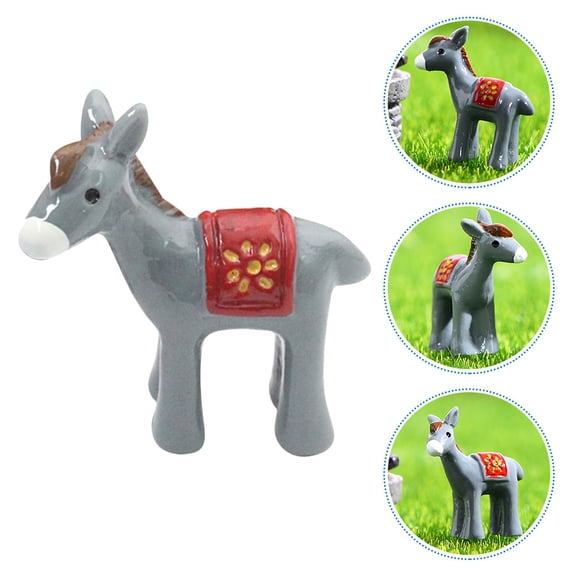 PENIKOKO 6Pcs Mini Resin Farm Animal Dark Grey Donkey for