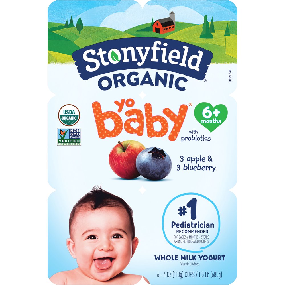 Stonyfield Organic YoBaby Apple &amp; Blueberry Baby Yogurt, 6