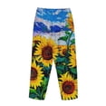 thumbnail image 5 of Disketp Landscape With Sunflowers Print Women'S Comfy Pajama Pants Casual Drawstring Palazzo Lounge Wide Leg Pants, 5 of 9