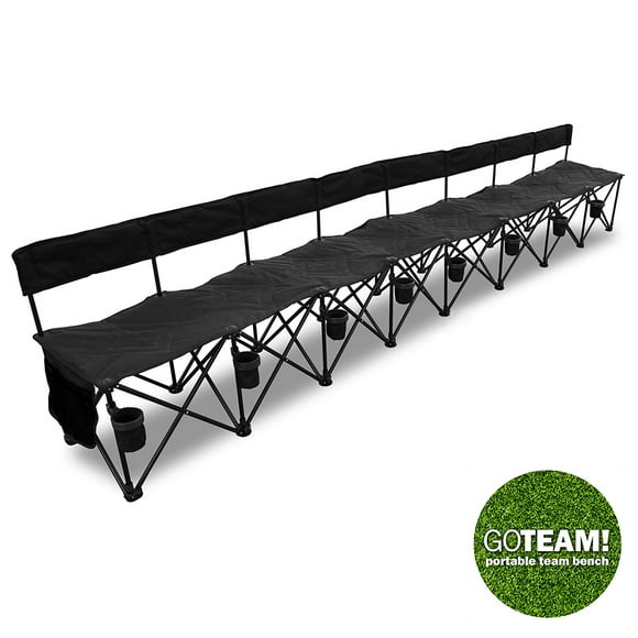 GoTeam Banc d'Équipe Pliable Portable avec Porte-Gobelet et Pochette en Filet, Noir (Ensemble de 1)