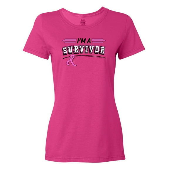 Inktastic I'm a Survivor Breast Cancer Awareness with Ribbon Women's T-Shirt