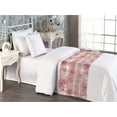 thumbnail image 2 of Tropical Boho Bed Runner, Stripe Drawn Exotic Jungle Flowers Hearts with Flamingo Pattern, Decorative Accent Bedding Scarf for Hotels Homes & Guest Rooms, Twin, Ruby Pale Ruby Off White, by Ambesonne, 2 of 3