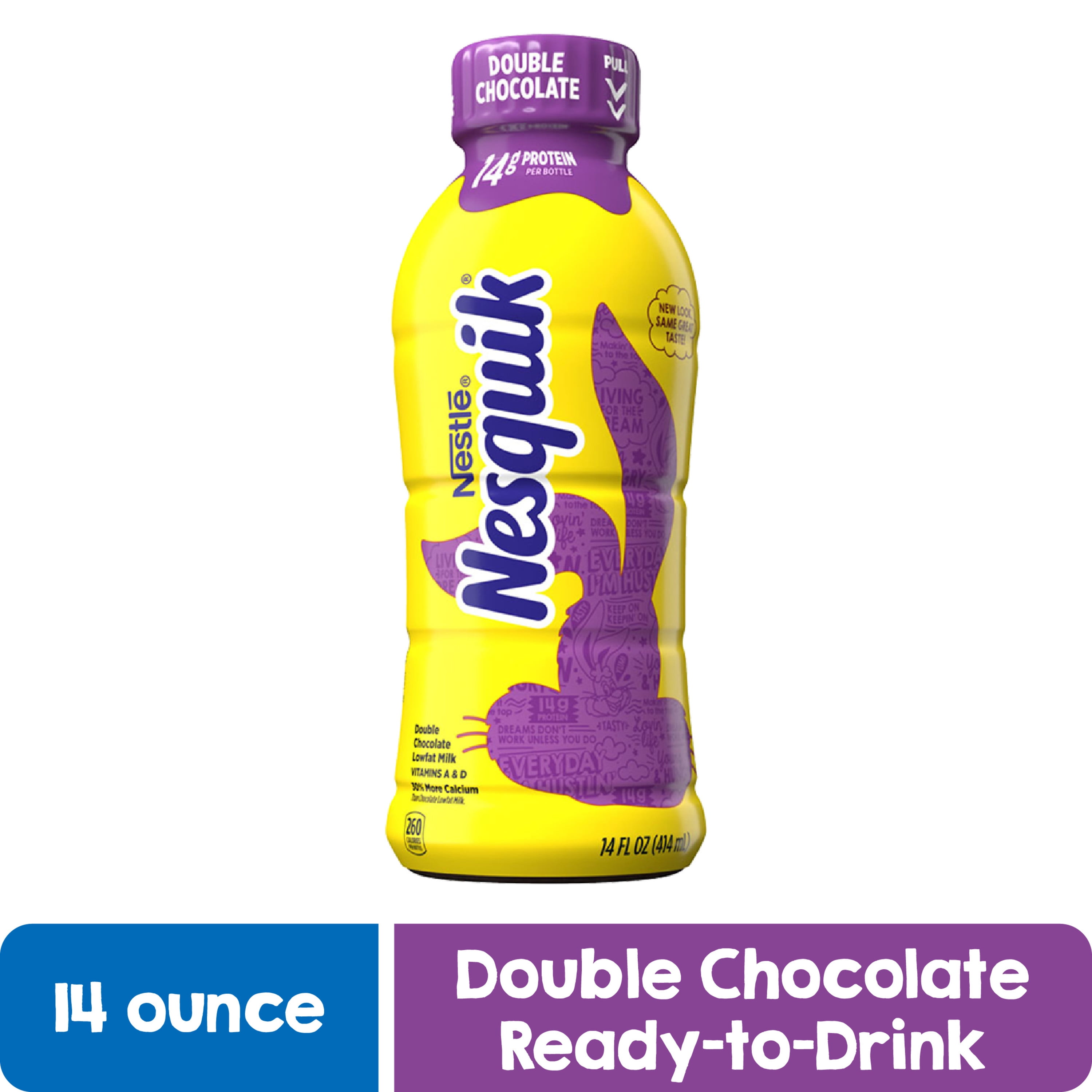 Nestle NESQUIK Low Fat Double Chocolate Milk, 14 fl. oz., Pack of 12