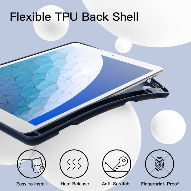 IPad Air 3 & Pro 10.5 Case With Pencil Holder - Light Blue TPU Trifold Smart Cover Auto Sleep/Wake