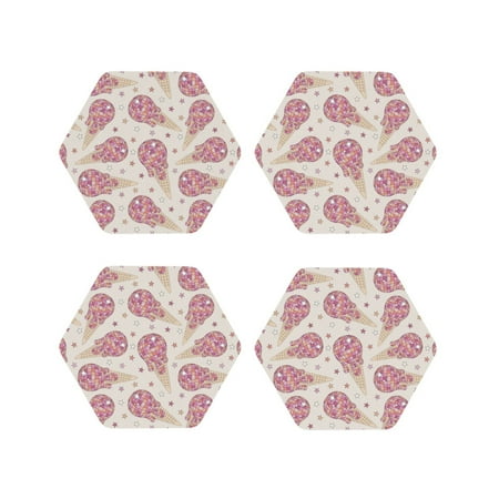 

Tideii Sparkling Ice Cream for Leather Coasters 4 Pieces Anti-fouling and Anti-scalding Decorative Coasters Suitable for Restaurants Kitchens Coffee Shops-Hexagon