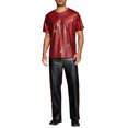 thumbnail image 2 of INSPIRE CHIC Metallic T-Shirt for Men's Round Neck Short Sleeves Sparkle Glitter Tee XL Red, 2 of 5